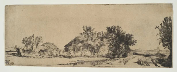 Maisema, jossa maalaistalo tien varrella kanavan vieressä, n. 1652.