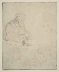 Vanha mies meditaatiossa, kirjaan nojaten, n. 1645.