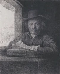 Omakuva etsaamassa ikkunan ääressä, 1648
