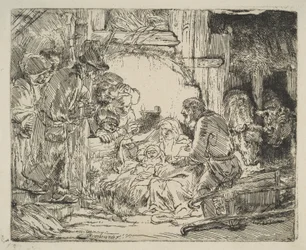 Paimenten palvonta, lampun kanssa, n. 1654.