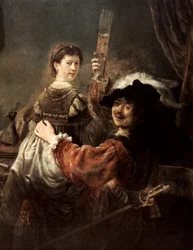 Tuhlaajapoika tavernassa, Rembrandt ja Saskia, noin 1635.