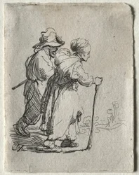 Kaksi kulkuria, mies ja nainen, n. 1634.
