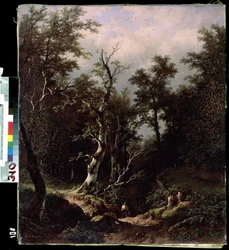 Paysage de foret (metsämaisema). Peinture de Remigius Adrianus van Haanen (Remy tai Remi Adrien van Hannen