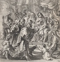 Cambyses rankaisee epäoikeudenmukaista tuomaria Sisamnesta, n. 1630-80, n. 1630-80.