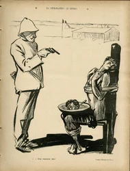Hermann-Paulin (1864-1940) kuvitus Le Rire -lehdessä, 04/03/05 - Sivilisaatio Kongossa - Kolonisaatio, kolonialismi, siirtomaat, Kongo, antikolonialismi - Musta