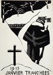 Tammikuu 1915: les trenches - in "" Calendar of War"", ill. kirjoittanut Herman-Paul, Librairie Lutetia, Paris