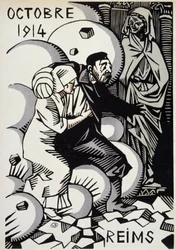 Lokakuu 1914, Reims - piirustus Herman Paul - kirjassa "" Calendar of War"" toim. 1916