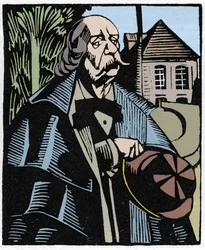 Gustave Flaubertin (1821-1880) muotokuva. Puukaiverrus Hermann-Paul (Hermann Paul) (1874-1940) Louis Bertrandin kirjaan "Flaubert a Paris or Le Mort Vivant".