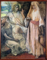 Kristus Martan ja Marian talossa, 1924 (pastelli paperille)