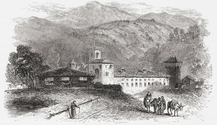 Vallombrosan luostari Firenzessä, Italiassa 1800-luvun lopulla. Teoksesta Italian Pictures by Rev. Samuel Manning, julkaistu noin vuonna 1890.