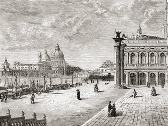 Piazza San Marco eli Pyhän Markuksen aukio, Venetsia, Italia 1800-luvun lopulla. Teoksesta Italian Pictures by Rev. Samuel Manning, julkaistu noin vuonna 1890.