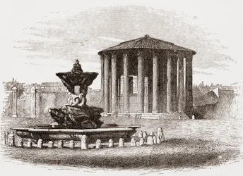 Vestan temppeli, Forum Romanum, Rooma, Italia 1800-luvun lopulla. Teoksesta Italian Pictures by Rev. Samuel Manning, julkaistu noin vuonna 1890.