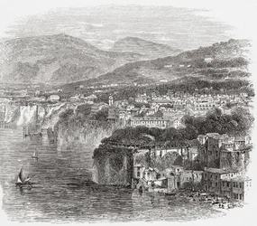 Näkymä Sorrentosta, Campaniasta, Etelä-Italiasta, 1800-luvun lopulla. Teoksesta Italian Pictures by Rev. Samuel Manning, julkaistu noin vuonna 1890.