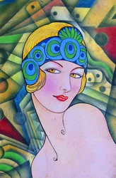 Art Deco -tyylinen flapper-muotokuva