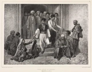 Tataarit tulevat ulos moskeijasta, Baghtcheh-Sarai, Krim