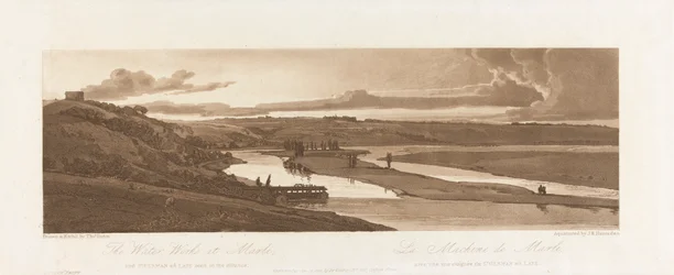 Vesitehdas Marlissa ja St. Germain en Layessa nähtynä etäisyydellä 1803; Kilpi 15 Pariisin Viewsista, Emanuel Volume -jäljitys levystä B1981.25.2624