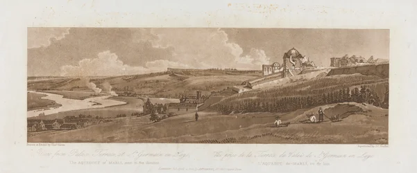 Näkymä St. Germain en Layen palatsiterassilta; Marlin akvedukti kaukaa nähtynä 1803; Kilpi 16 Pariisin Viewsista, levyn Emanuel Volume -jäljitys, B1981.25.2625