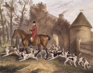 W. Sebright, Milton Houndsin metsästäjä, kaiverrettu J.W. Gilesin toimesta, 1839.