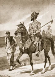 Bengal Lancer ja hänen nyrkkeilijänsä vangittuna, kuva julkaisusta "Battles of the Nineteenth Century: Vol. VII, Kiinan sota 1900-1901", Archibald Forbes, G.A. Henty ja majuri Arthur Griffiths