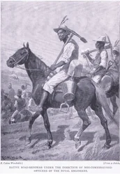 Native road menders, teoksesta After Pretoria: The Guerilla War, jonka on julkaissut Harmsworth Bros Limited, 1901.
