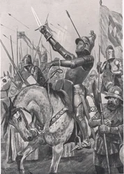 Henry Hotspurin kuolema, 21. heinäkuuta 1403, kuva julkaisusta "British Battles on Land and Sea", julkaisija Cassell, Lontoo, n. 1910
