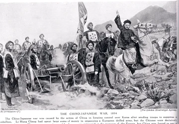 Ensimmäinen Kiinan ja Japanin sota, kuvitus "Hutchinsons History of the Nations" -teoksesta, n. 1910