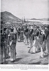 Hongkongin luovutus briteille, 1841, kuvitus teoksesta "Hutchinson