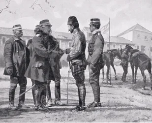 Yaninan antautuminen, kuvitus "Hutchinsonin kansakuntien historiasta", 1915