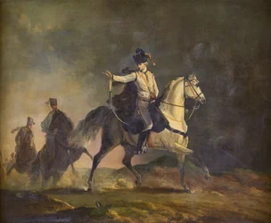 The Earl of Ancram asennettuna laturiin, n. 1773 (öljy kankaalle)