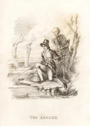 Kuoleman ja kalastajan luuranko. ,1827 (kaiverrus)