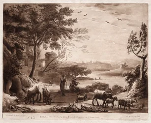 Liber Veritatis: Nro 42, Jokimaisema paimenen ja paimentaren kanssa..., 1774.