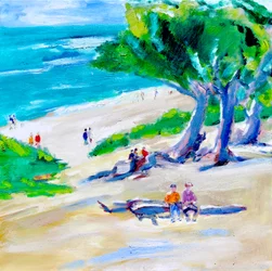 Sypressipuu ja ranta, Carmel, 2019