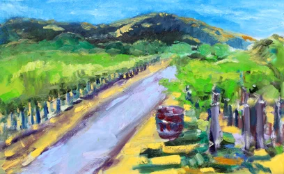 Vineyard with Barrel, Napa, 2019
