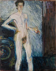 Alaston omakuva paletilla - Gerstl, Richard (1883-1908) - 1908 - Öljy kankaalle - 139,3x100 - Leopold-museo, Wien
