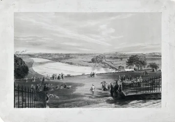 Avenham  Miller Park, noin 1870 (sävytetty litografia paperille).