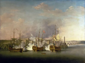 Seitsemänvuotinen sota (1756-1763): Morron linnan (Kuuba) pommitus 1. heinäkuuta.