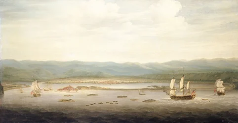 Näkymä Port Royaliin, Jamaika, noin 1758 (öljy kankaalle)
