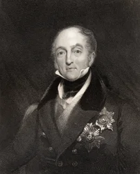 Sir Gore Ouseley, 1. Baronet, kaivertanut H. Cook, National Portrait Gallerysta, osa IV, julkaistu n. 1835 (litho)