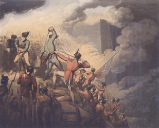 Badajoz, 6. huhtikuuta 1812 teoksesta "The Victories of the Duke of Wellington", kaiverrus T. Fielding, pub. 1819 (katso 115640)