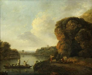 Joen rannalla (öljy kankaalle)