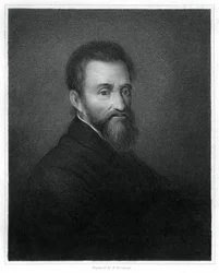 Michelangelo, italialainen renessanssin kuvanveistäjä, taidemaalari, arkkitehti ja runoilija, 1833.