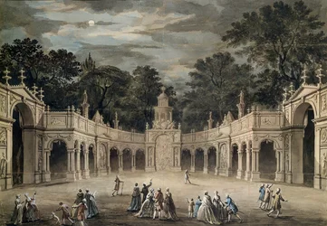 Buckingham Housen juhlavalaistus kuningas Yrjö III:n syntymäpäivänä, 4. kesäkuuta 1783