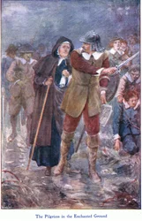 The Pilgrims in the Enchanted ground, John F Shaw & Co:n julkaisemasta The Pilgrims Progressista, noin 1900-luku (värilitho)