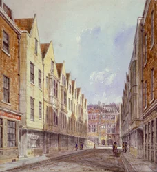 Näkymä Great Winchester Streetille, jossa Winchester Place näkyy kaukaa, Lontoo, 1839.