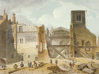 Näkymä Savoyn palatsin purkamisesta, Westminster, Lontoo, 1820
