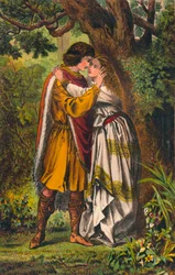 Posthumus. Kuningattareni! Minun rakastajatar! Oi neiti älä itke enää. Cymbeline: Act I, Scene I, c1875