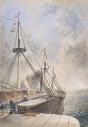 Näkymä taakse katsottuna sataman melalaatikosta Great Easternin kannella..., 1865-66.