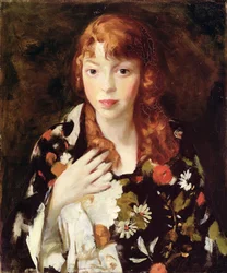 Edna Smith japanilaisessa kääreessä, n. 1915 (öljy kankaalle)