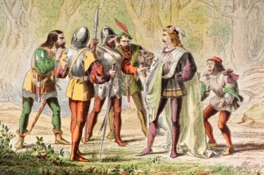 Speed puhuu teoksessa Veronan kaksi herrasmiestä, "Mestari, ole yksi heistä", teoksesta "The Illustrated Library Shakespeare", julkaistu Lontoossa 1890 (värilitro).