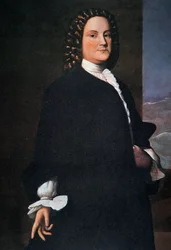 Benjamin Franklin 40-luvun alussa (väri litho)